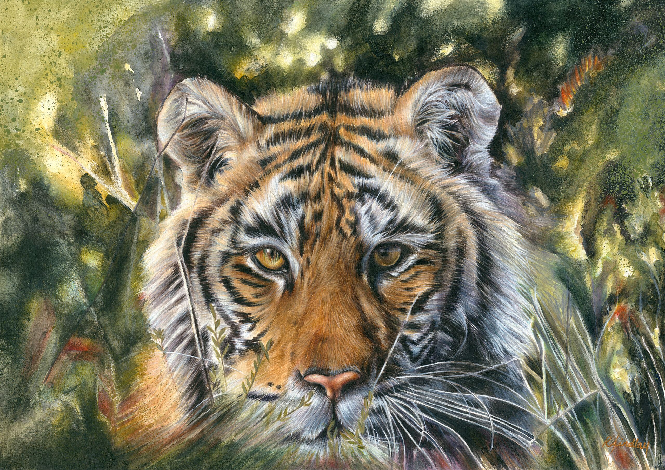 painting of a tiger on paper
